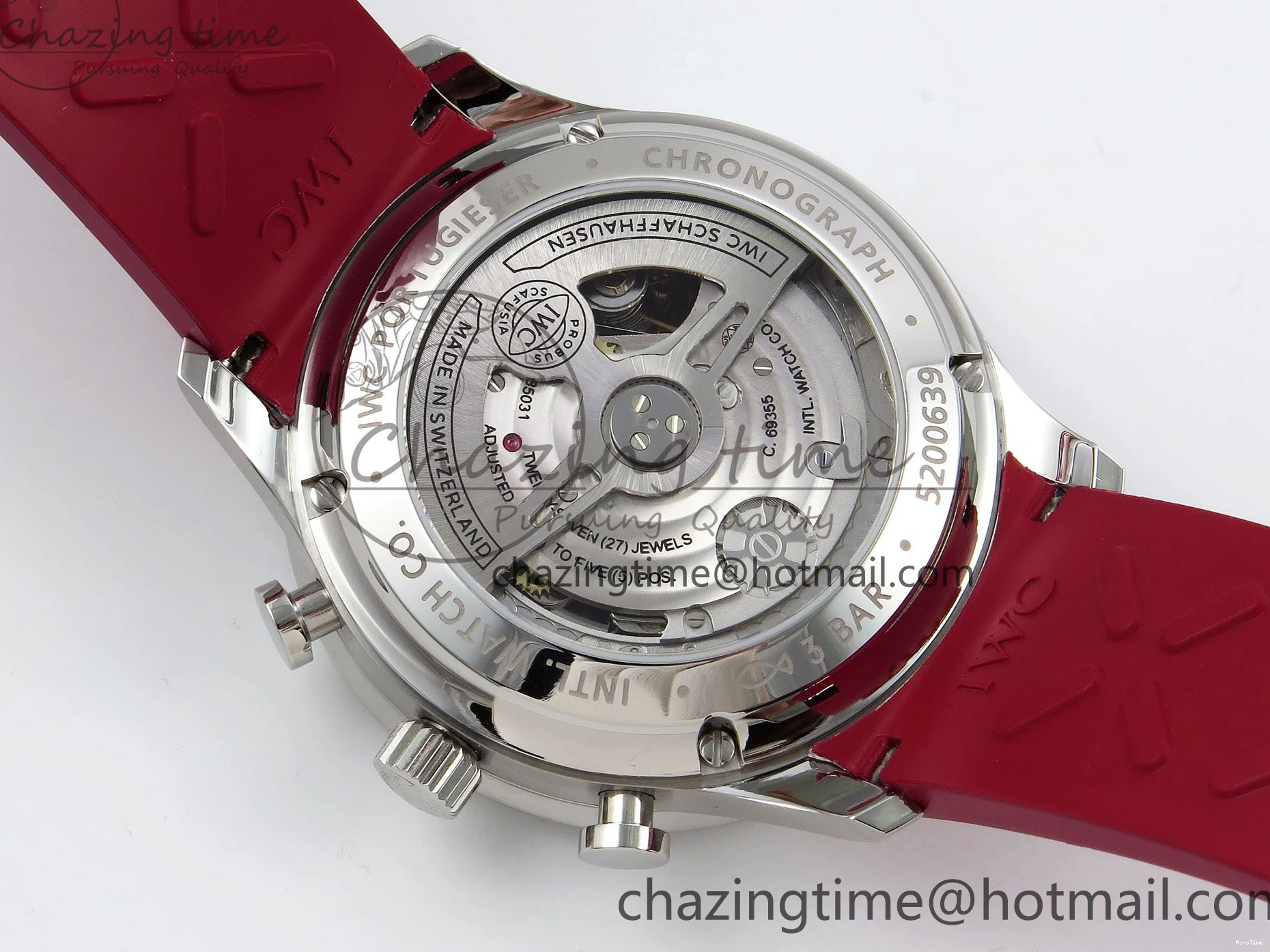 MIROTIME 0311 Reliable Portuguese Chrono IW3716 Z+F 1:1 Best Edition Red Dial on Red Rubber Strap A 7015